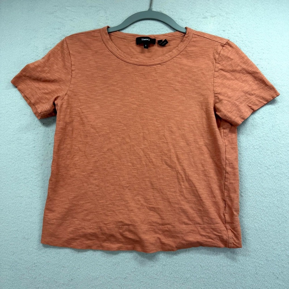 Theory Crop T-Shirt Top Women Small Rust Orange Everyday Wear Crew Neck Tee